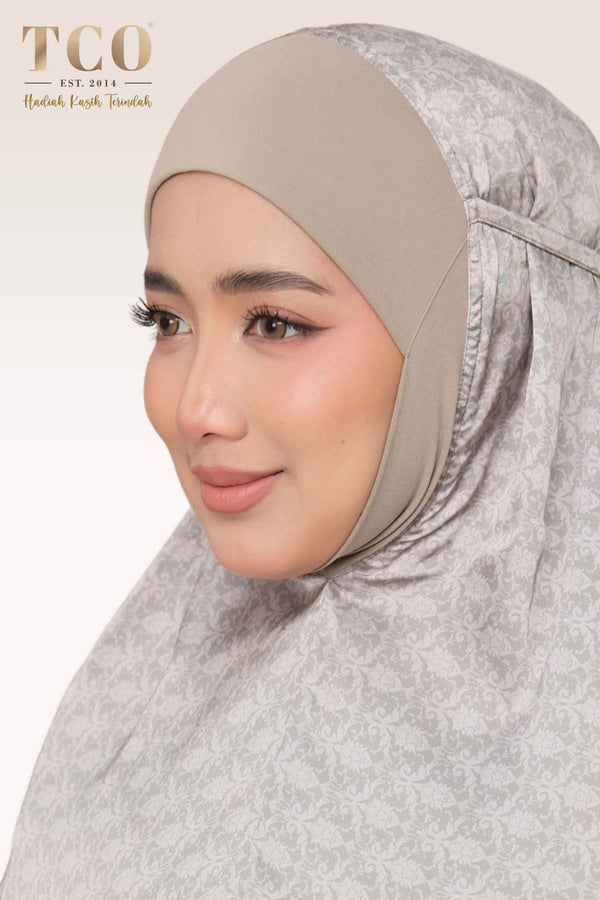 Telekung Travel Ezi Damask in Brown