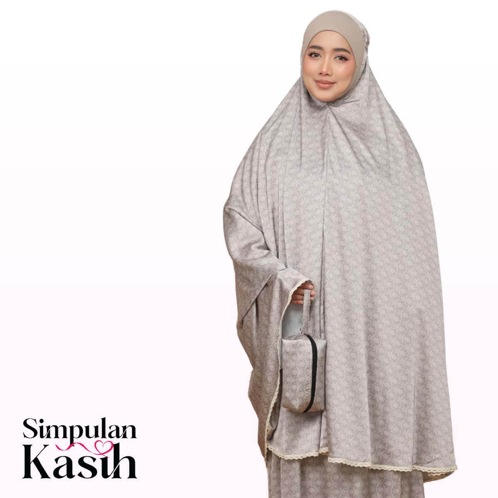 Telekung Travel Ezi Damask in Brown