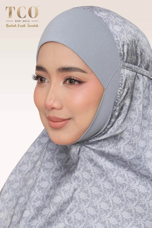Telekung Travel Ezi Damask in Gray