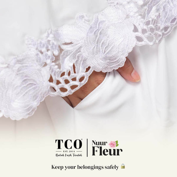 Telekung Nuur Fleur in Off White Pure