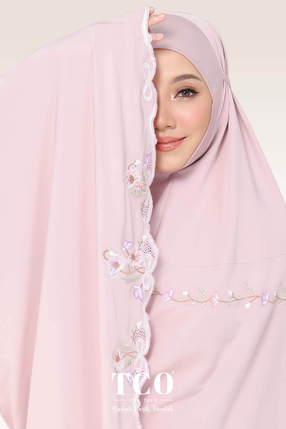 Telekung Blossom Luxe in Dusty Rose