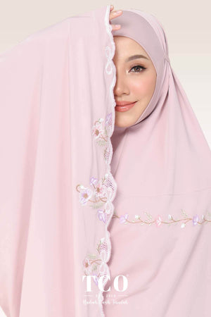 Telekung Blossom Luxe in Dusty Rose
