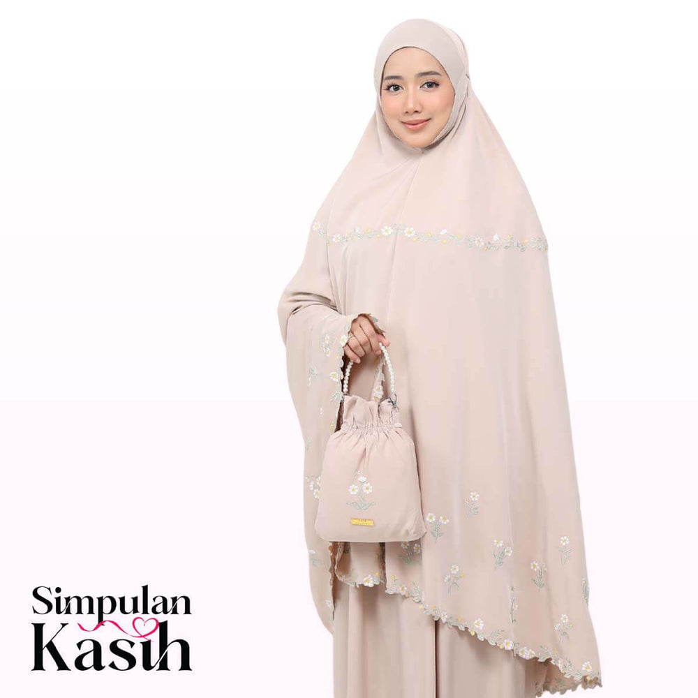 Telekung Daisy Luxe in Almondy Latte