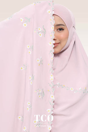 Telekung Daisy Luxe in Dusty Rose