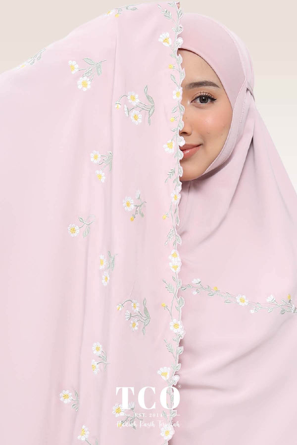 Telekung Daisy Luxe in Dusty Rose
