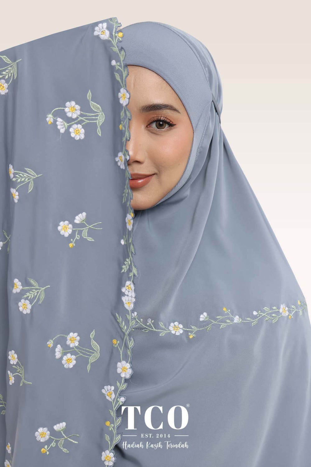 Telekung Daisy Luxe in Icy Gray