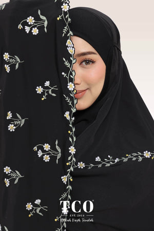 Telekung Daisy Luxe in Jet Black