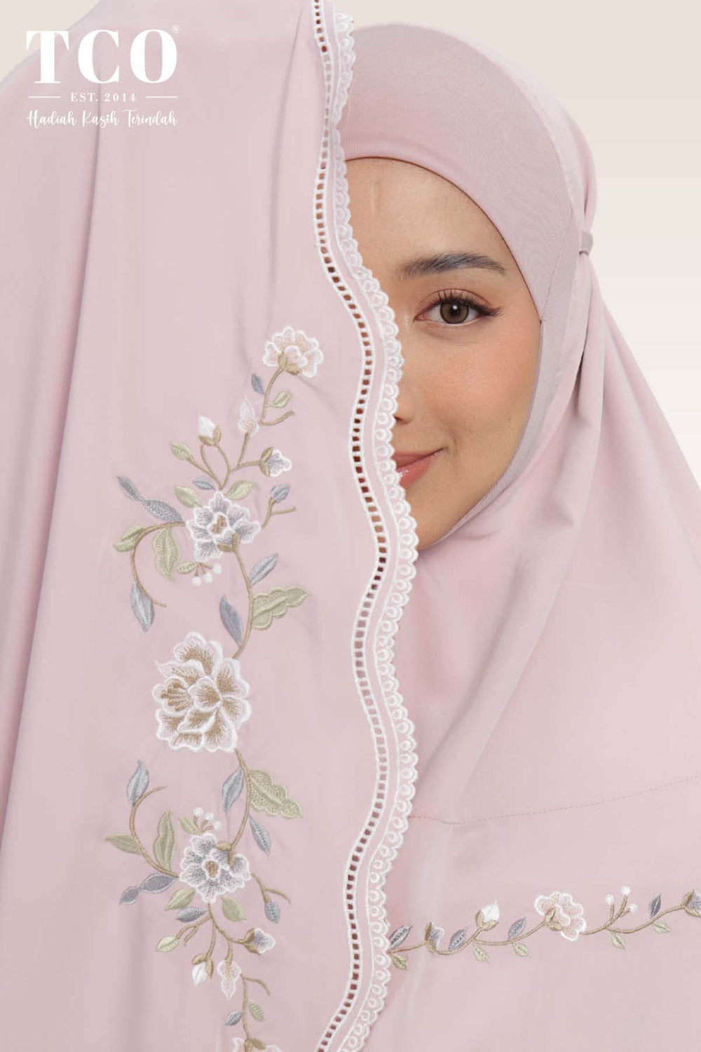Telekung Kameela Luxe in Dusty Rose