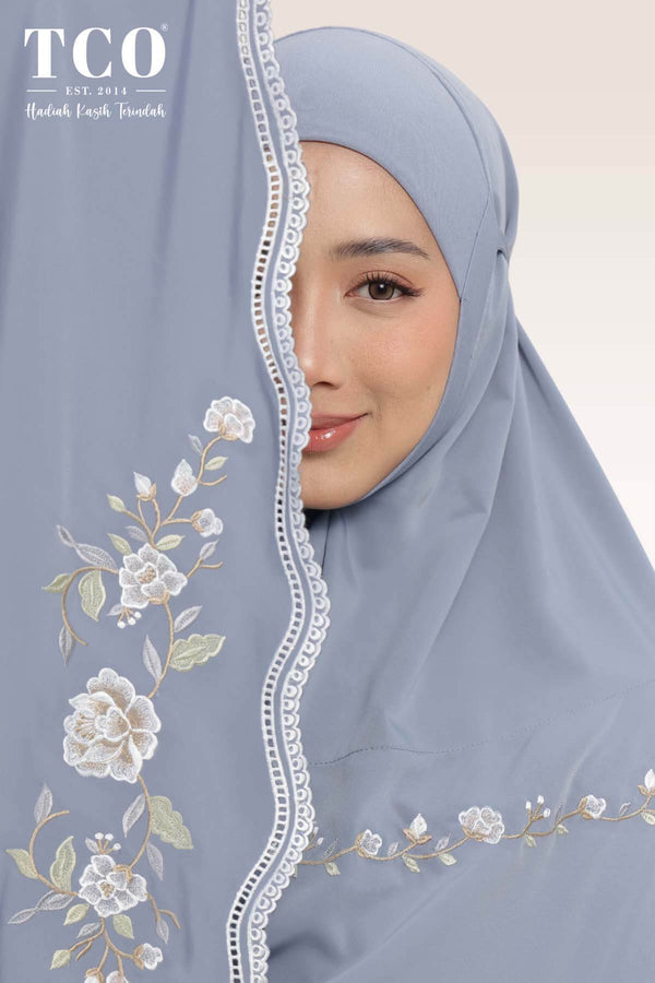 Telekung Kameela Luxe in Icy Gray