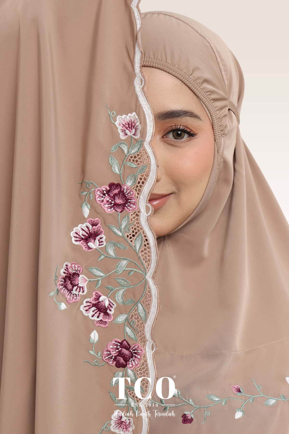 Telekung Mekar Luxe in Coco Mocha