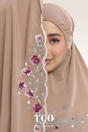 Telekung Mekar Luxe in Coco Mocha