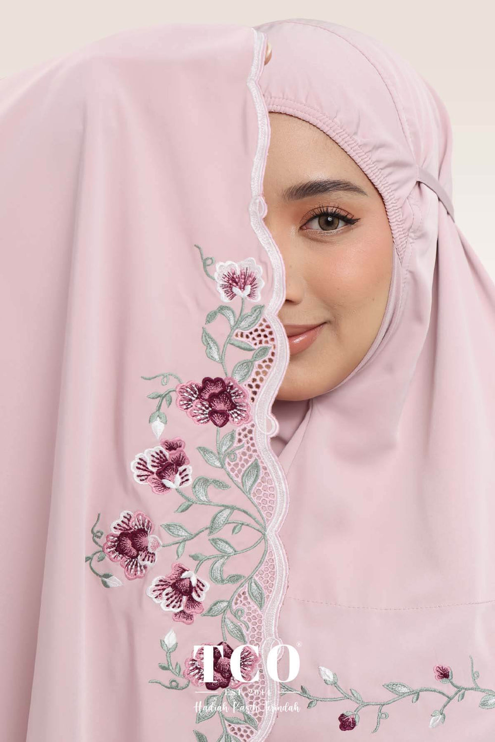 Telekung Mekar Luxe in Dusty Rose