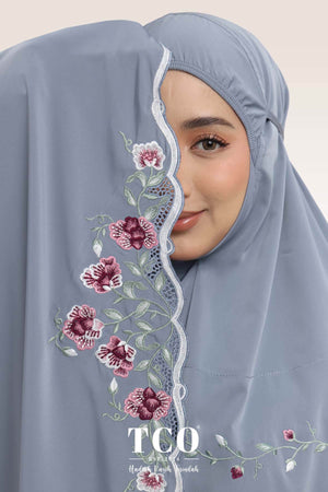 Telekung Mekar Luxe in Icy Gray