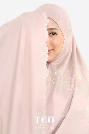 Telekung Melor in Light Latte