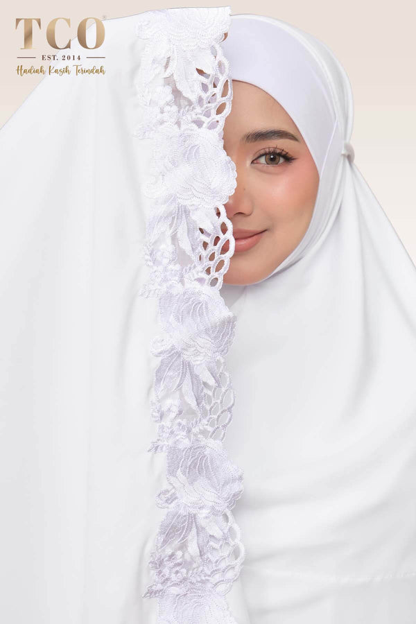 Telekung Nuur Fleur in Snow White Pure