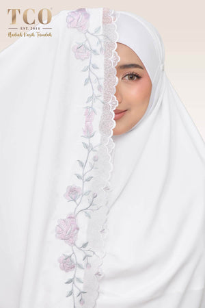 Telekung Nuur Rose in Snow White Lilac