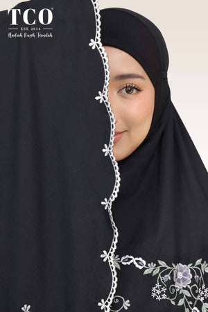Telekung Pearl Ratna in Classic Black