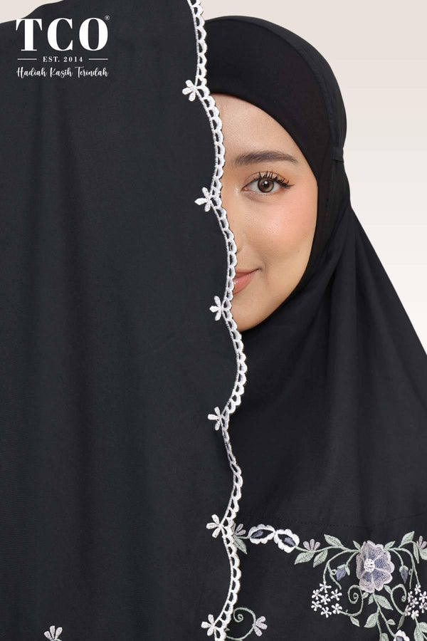Telekung Pearl Ratna in Classic Black
