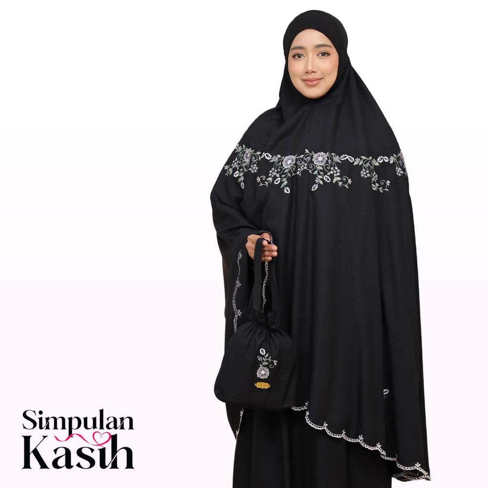Telekung Pearl Ratna in Classic Black