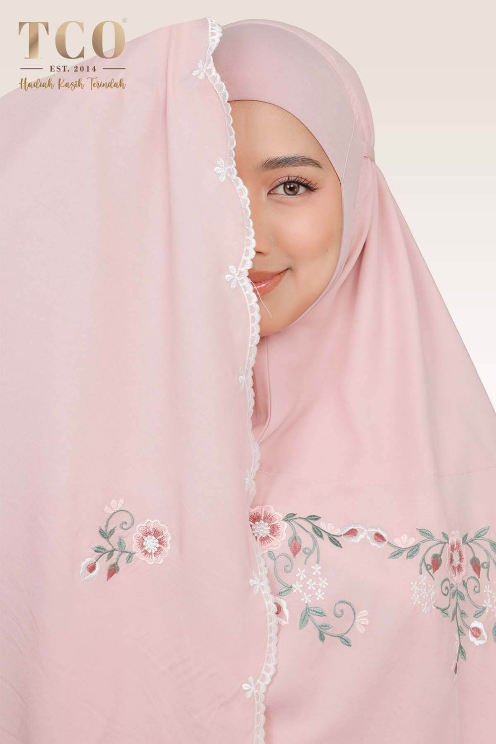 Telekung Pearl Ratna in Pinky Blush