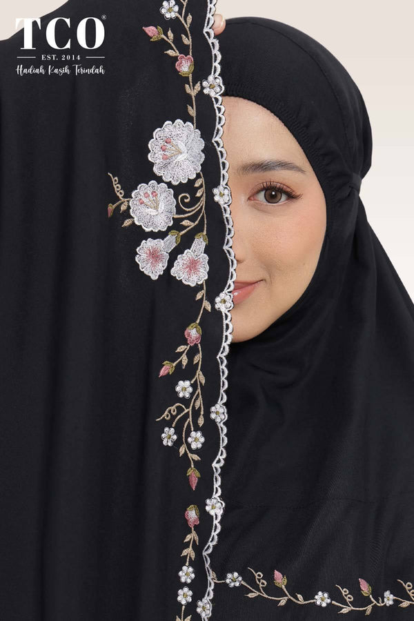 Telekung Pearl Yasmine in Classic Black
