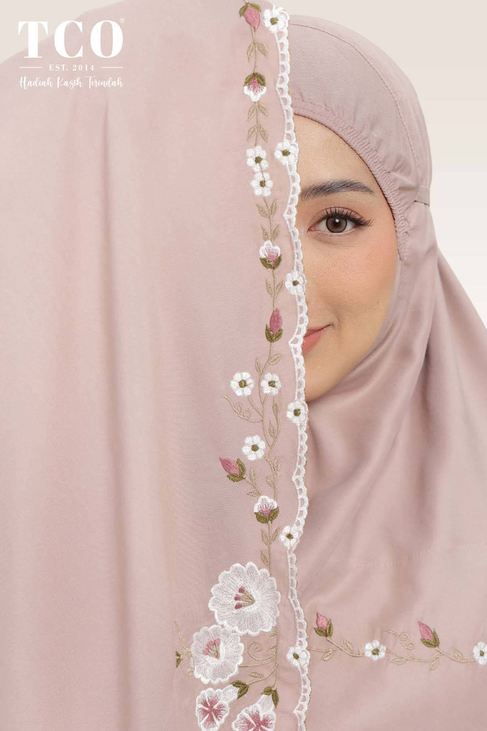 Telekung Pearl Yasmine in Creamy Mocha
