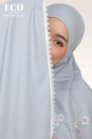 Telekung Salma in Ash Gray