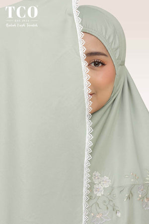 Telekung Salma in Dusty Green