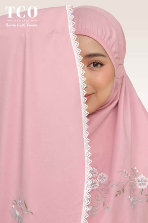 Telekung Salma in Dusty Pink