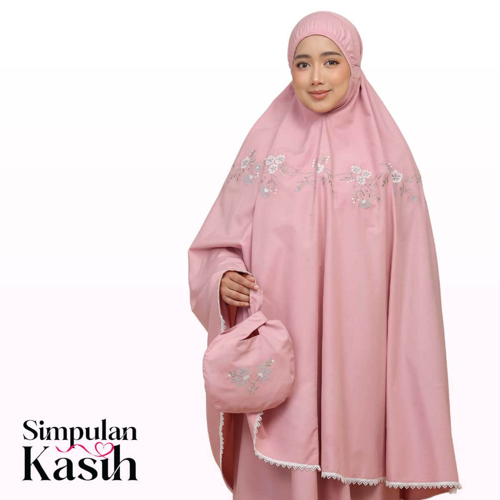 Telekung Salma in Dusty Pink