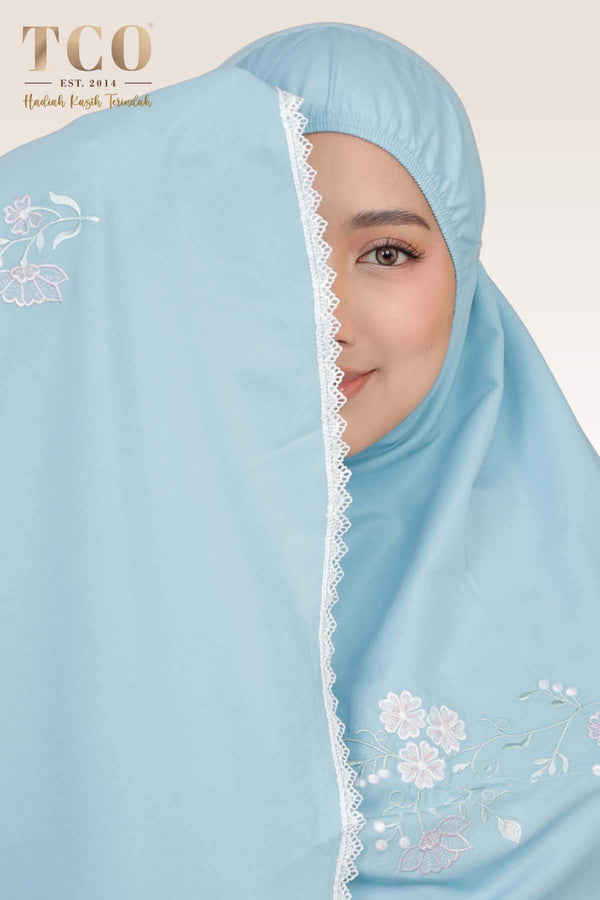 Telekung Salma in Light Aqua