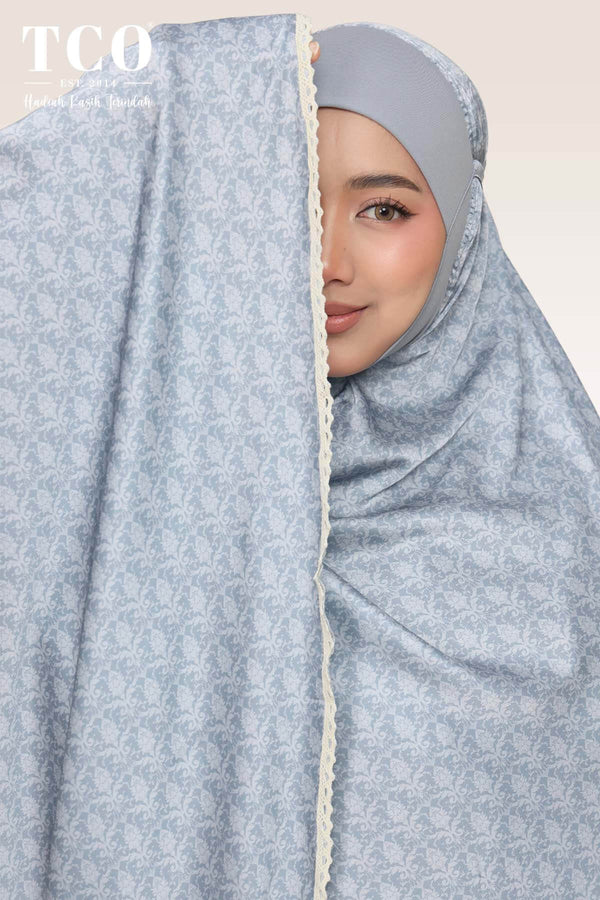 Telekung Travel Ezi Damask in Blue