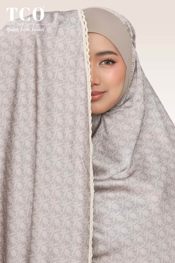 Telekung Travel Ezi Damask in Brown