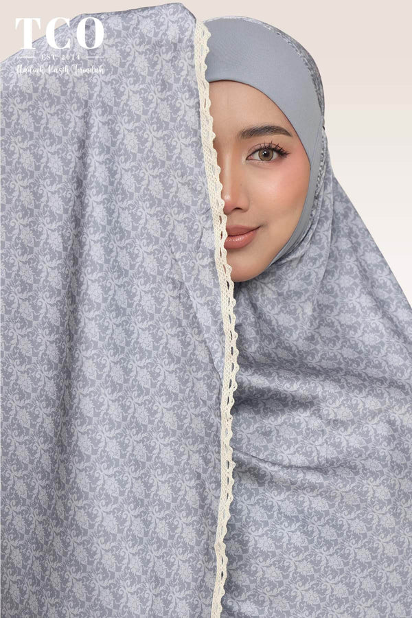 Telekung Travel Ezi Damask in Gray