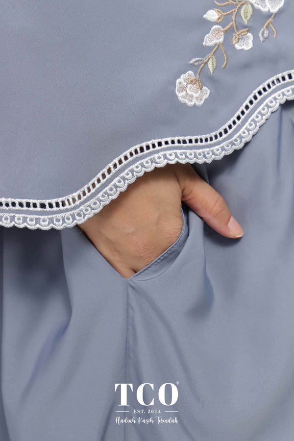 Telekung Kameela Luxe in Icy Gray