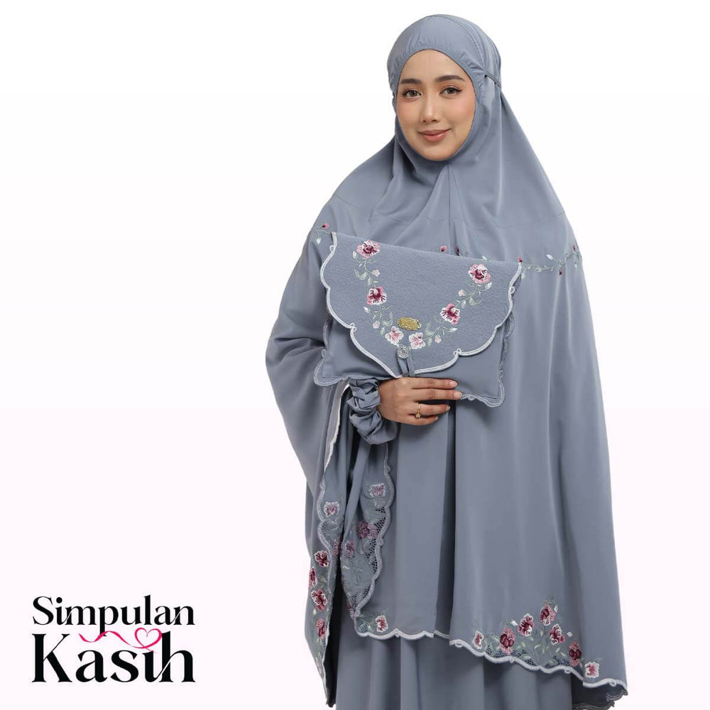 Telekung Mekar Luxe in Icy Gray