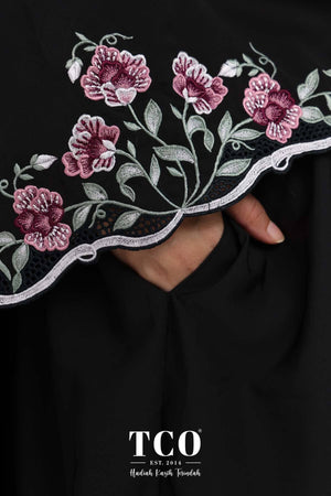 Telekung Mekar Luxe in Jet Black