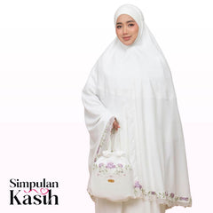 Telekung Nuur Rose in Off White Lavender