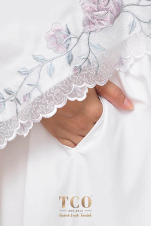 Telekung Nuur Rose in Snow White Lilac