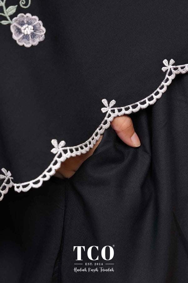 Telekung Pearl Ratna in Classic Black