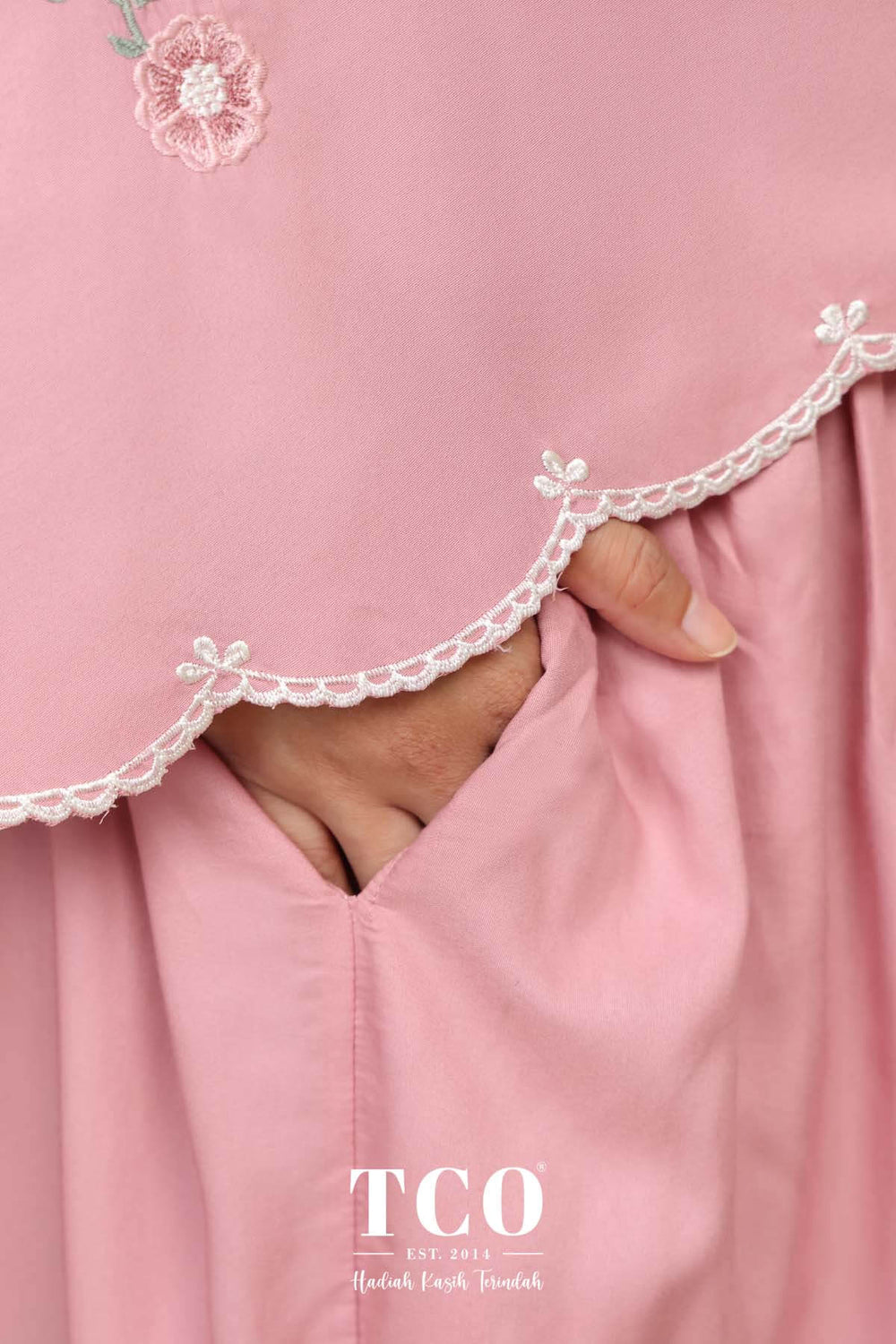Telekung Pearl Ratna in Pastel Rose