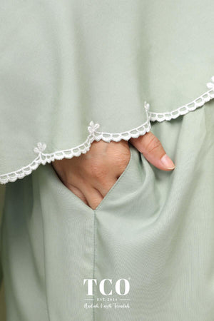 Telekung Pearl Ratna in Serene Green