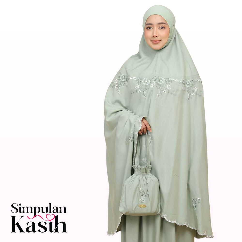 Telekung Pearl Ratna in Serene Green