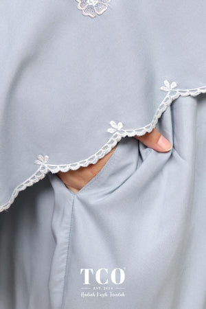 Telekung Pearl Ratna in Smoky Bluish