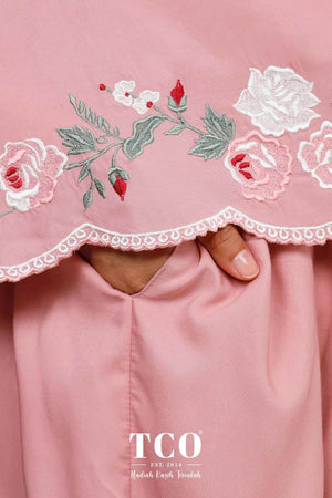 Telekung Pearl Rosabella in Pastel Rose