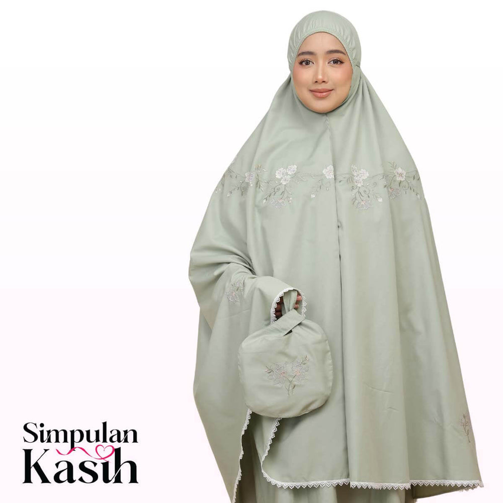 Telekung Salma in Dusty Green