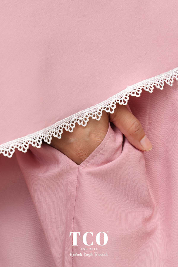 Telekung Salma in Dusty Pink