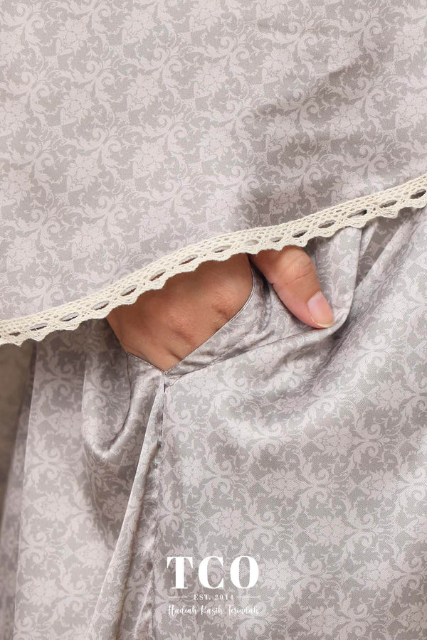 Telekung Travel Ezi Damask in Brown