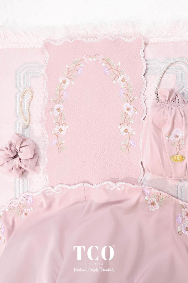 Telekung Blossom Luxe in Dusty Rose