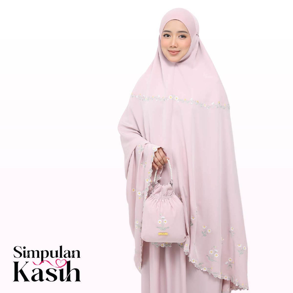 Telekung Daisy Luxe in Dusty Rose